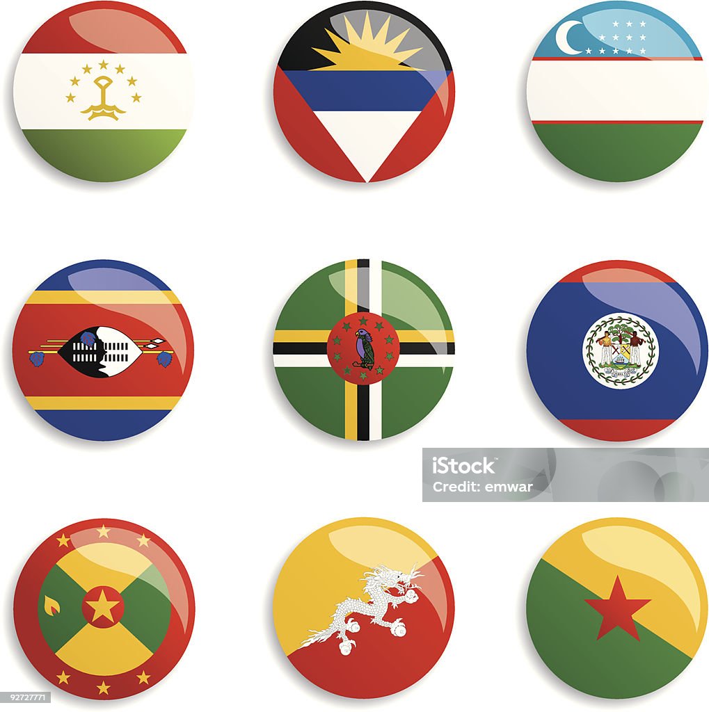 Boutons de drapeau du monde - clipart vectoriel de Antigua et Barbuda libre de droits