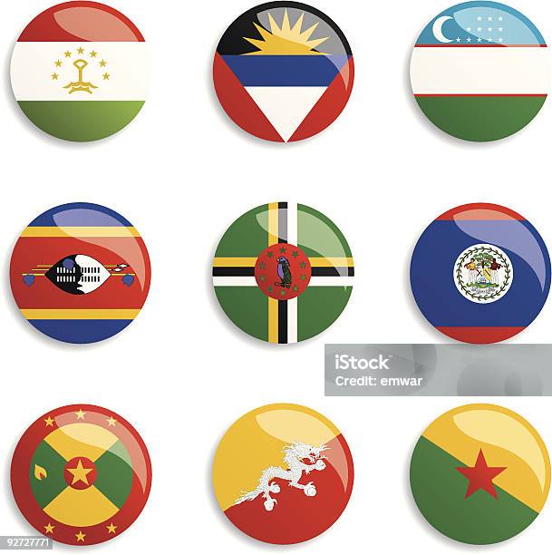 Vetores de Bandeira Botões Mundo e mais imagens de Antígua e Barbuda - Antígua e Barbuda, Bandeira, Bandeira da Dominica