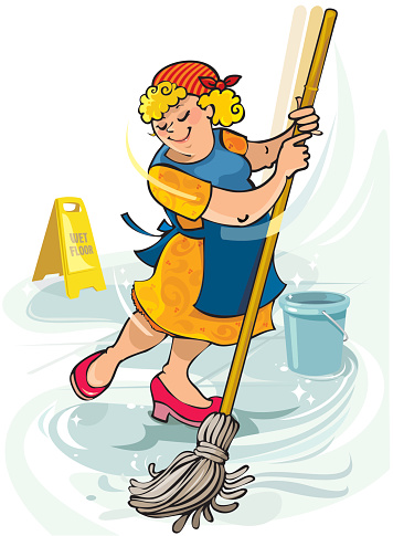 Happy Janitor or houseproud woman