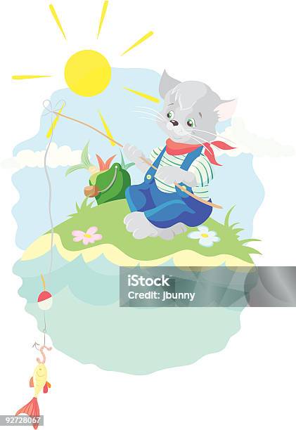 Cat Fisher Stock Illustration - Download Image Now - Breeches, Bucket, Cartoon