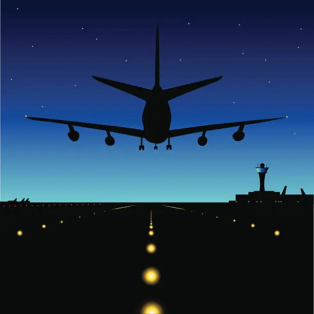 Vector illustration of Midnight Landing