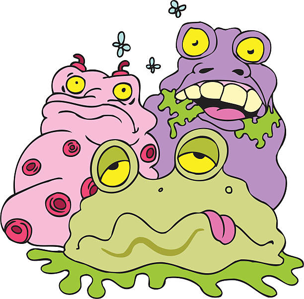 illustrazioni stock, clip art, cartoni animati e icone di tendenza di slimey creature - virus unpleasant smell fungus animal