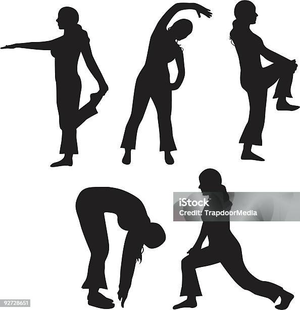 Stretch Stock Illustration - Download Image Now - In Silhouette, Stretching, Women