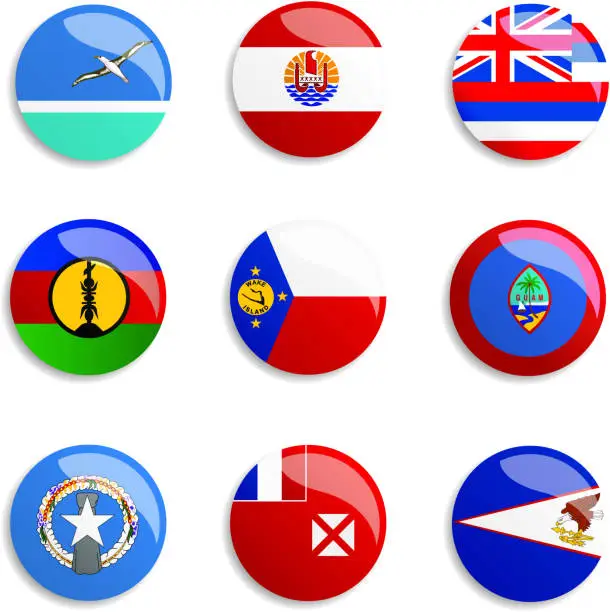 Vector illustration of World Flag Buttons