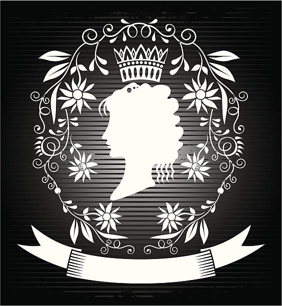 silhouette of queen in  frame vector art illustration