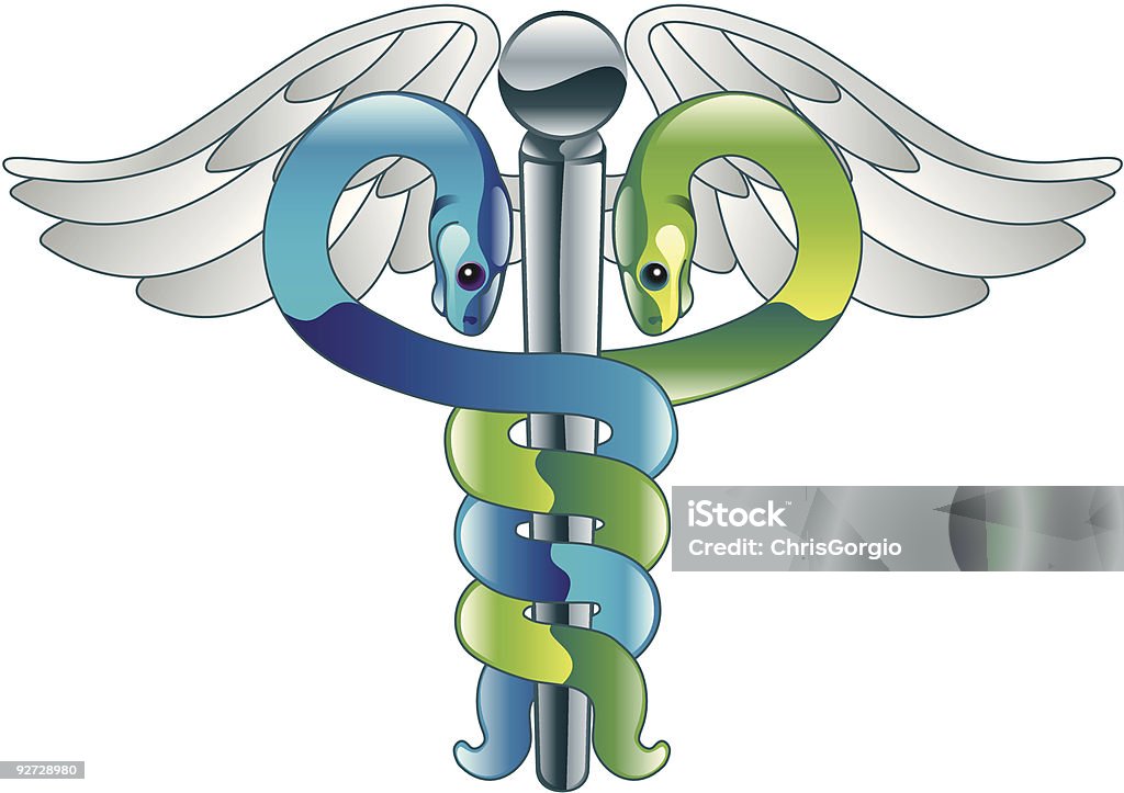 Médico Caduceu médico Símbolo de - Royalty-free Asa de animal arte vetorial