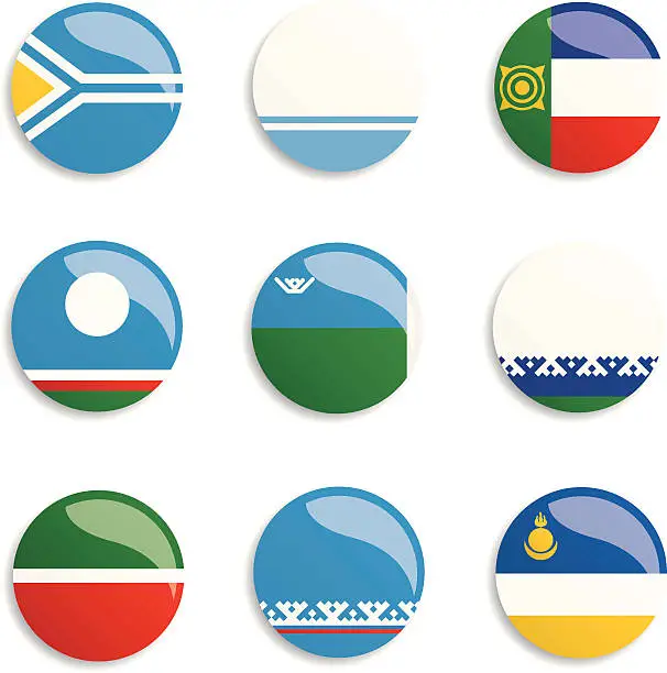 Vector illustration of World Flag Buttons