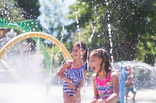 istock Summer afternoon at the splash pad 927290546