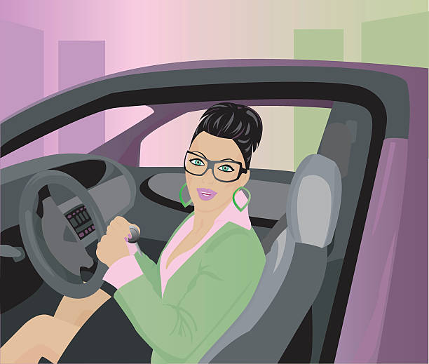 Car girl - ready to go out vector art illustration