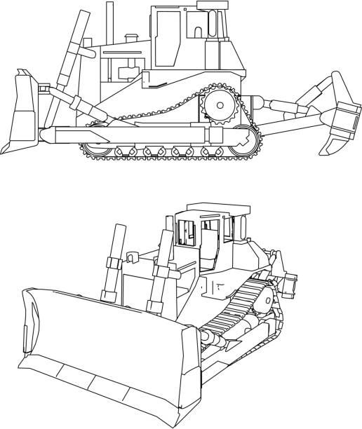 Bulldozer, digger-constucion veicolo - illustrazione arte vettoriale