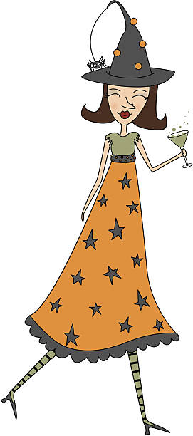 illustrazioni stock, clip art, cartoni animati e icone di tendenza di carino halloween strega - drink falling concepts humor