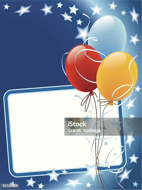 Party Decorations With Balloons And Stars Stock Illustration - Download Image Now - Birthday, Picture Frame, Border - Frame