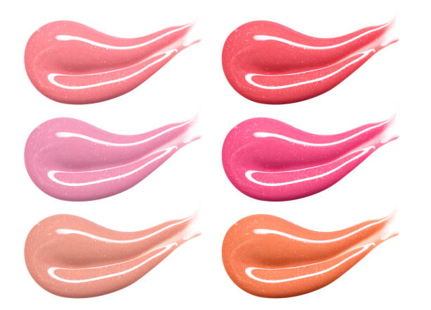 istock Set of different lip glosses pastel color smear samples isolated on white 927293332