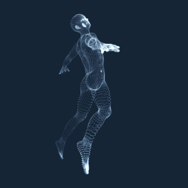 istock Jumping Man. Vector Graphics Composed of Particles. 3D Model of Man. Human Body Model. Body Scanning. View of Human Body. 927293464