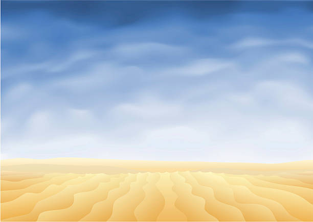A desert and blue sky painting vector art illustration