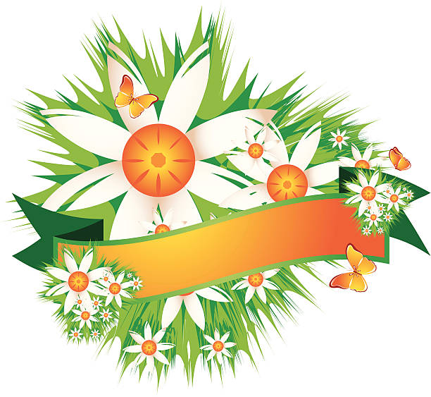 floral flag vector art illustration