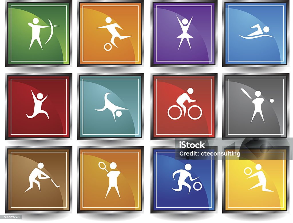 Athletic kwadrat ikony - Grafika wektorowa royalty-free (Bez ludzi)