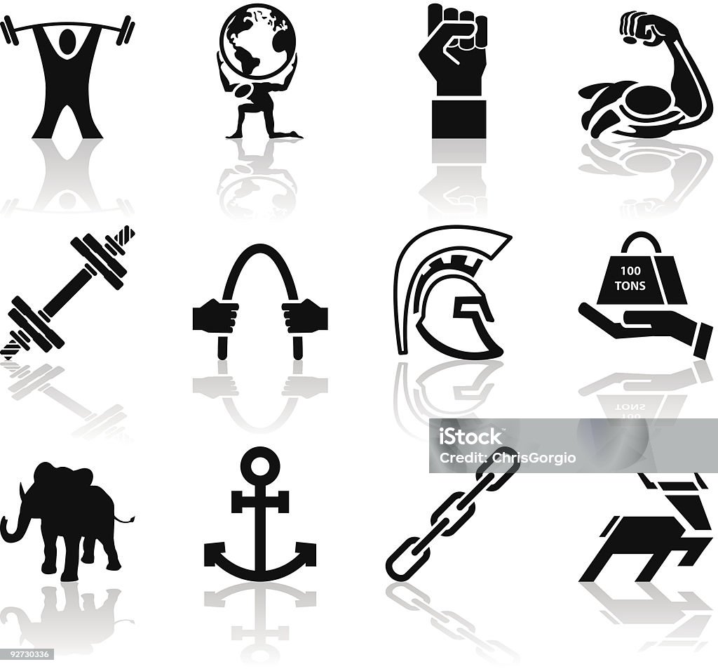 Strength Icon Set Series Design Elements A conceptual icon set relating to strength. Atlas Statue stock vector