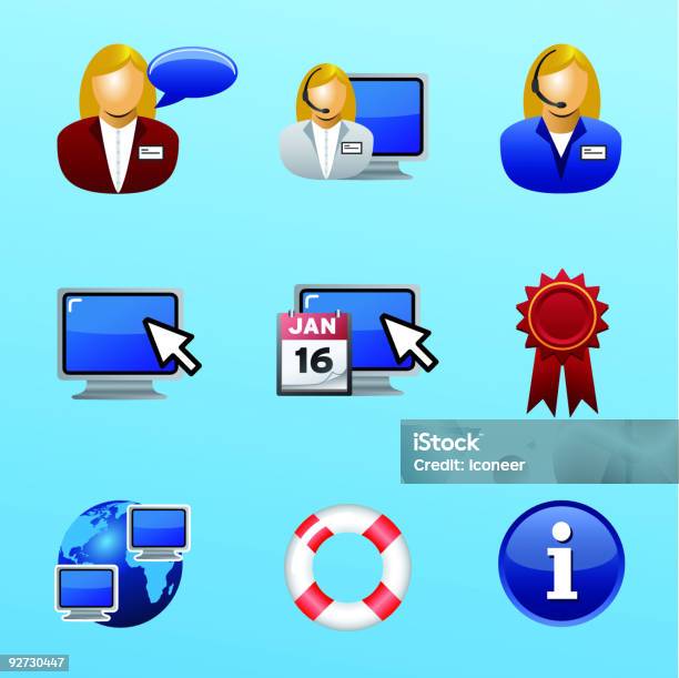 Helpdesk Und Supporticonset Stock Vektor Art und mehr Bilder von Icon - Icon, Kundenbetreuer, Abzeichen