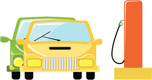 auto an tankstelle - fillup stock-grafiken, -clipart, -cartoons und -symbole