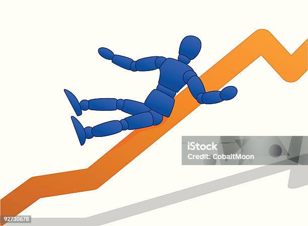 Mały Człowiek Przesuwając W Dół Wykres - Stockowe grafiki wektorowe i więcej obrazów Abstrakcja - Abstrakcja, Artysta, Biznes