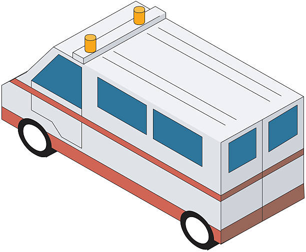 Bекторная иллюстрация Изометрические вектор грузовик автомобиля скорой помощи
