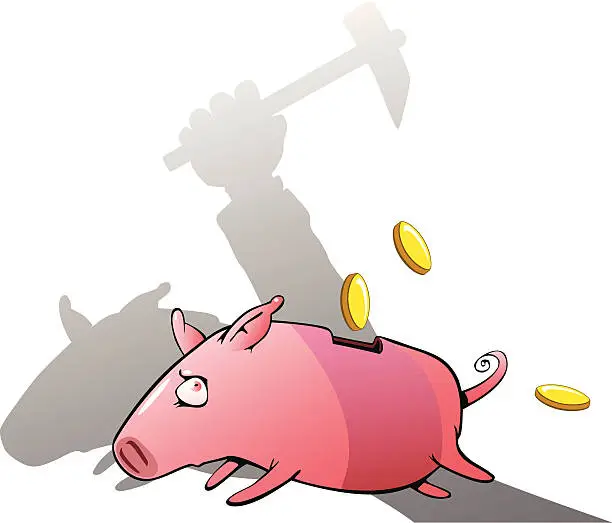 Vector illustration of Running piggy bank