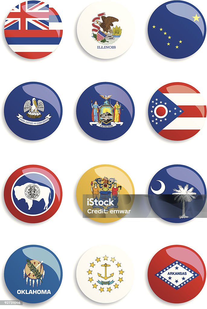 Drapeaux USA boutons - clipart vectoriel de Bouton poussoir libre de droits