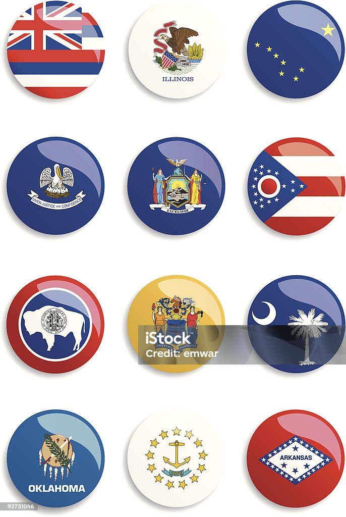 アメリカ国旗のボタン - ニューヨーク州のロイヤリティフリーベクトルアート