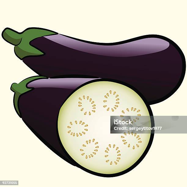 Ilustración de Dos Eggplants y más Vectores Libres de Derechos de Alimento - Alimento, Berenjena - Vegetal, Brillante