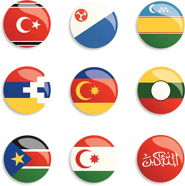 Vector illustration of World Flag Buttons