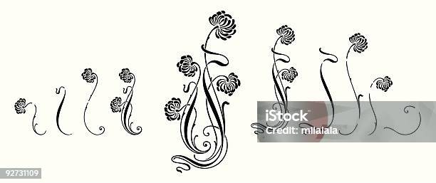Ilustración de Adorno Floral Vector y más Vectores Libres de Derechos de Arte Nouveau - Arte Nouveau, Borde, Flor