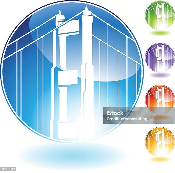 Мост Золотые Ворота — стоковая векторная графика и другие изображения на тему Мост Золотые Ворота - Мост Золотые Ворота, Векторная графика, Мост