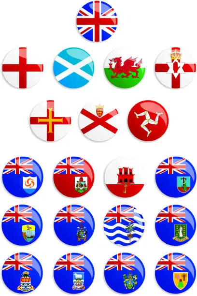 Vector illustration of United Kingdom Flags Buttons