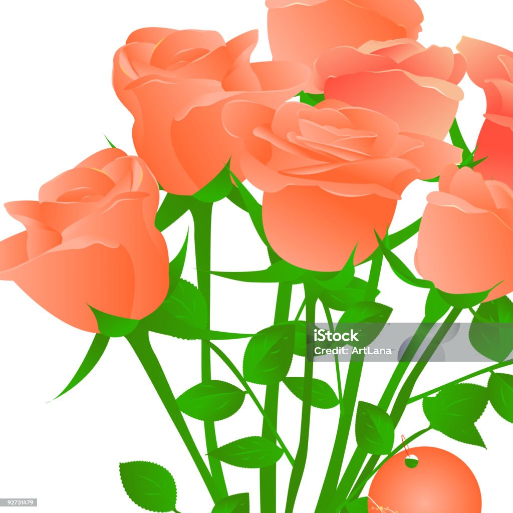 Wektor Bukiet z róż pomarańczowy - Grafika wektorowa royalty-free (Bez ludzi)