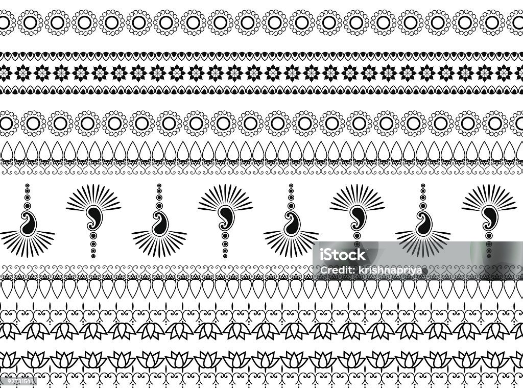 Fronteras de Henna - arte vectorial de Patrones visuales libre de derechos