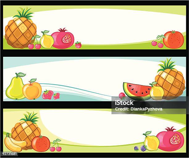 Bannières De Fruits Vecteurs libres de droits et plus d'images vectorielles de Aliment - Aliment, Aliments et boissons, Ananas