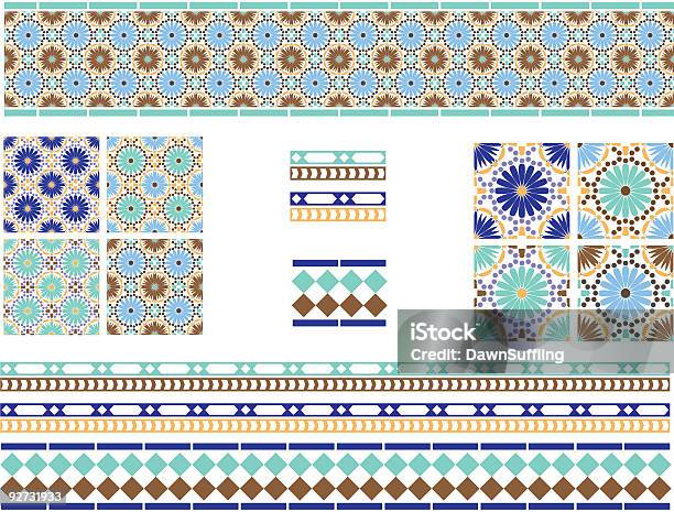 Vetores de Azulejos Com Mourisco E De Influência Espanhola e mais imagens de Chão de Cerâmica - Chão de Cerâmica, Marrocos, Espanha