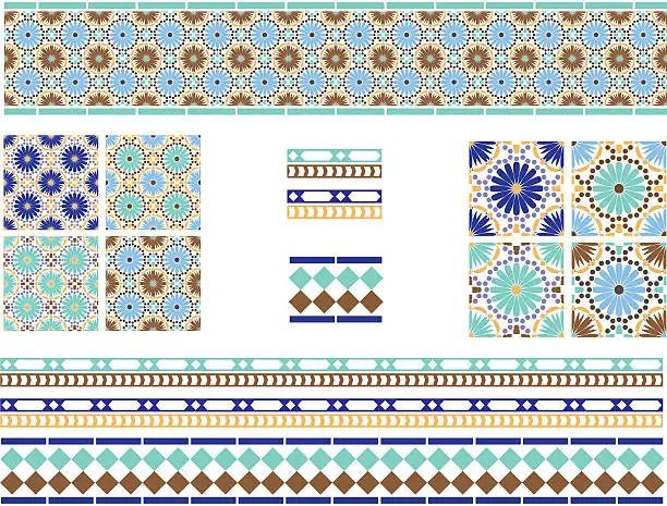 Vector illustration of Moorish, Spanish Andalusian Tiles