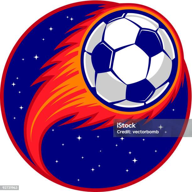 Футбол Comet В Стиле Ретро — стоковая векторная графика и другие изображения на тему Бить ногой - Бить ногой, Векторная графика, Вертикальный