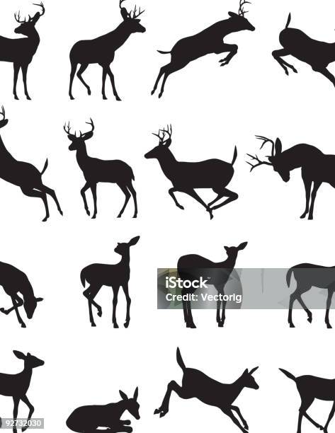 Buck Silhouette Stock Illustration - Download Image Now - Deer, In Silhouette, Stag