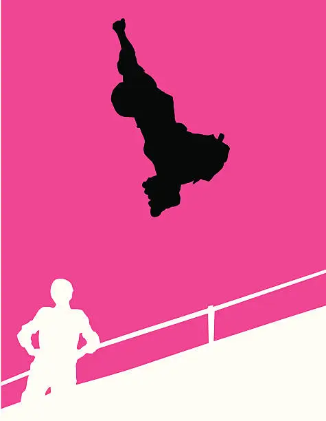 Vector illustration of RollerBlader air silhouette