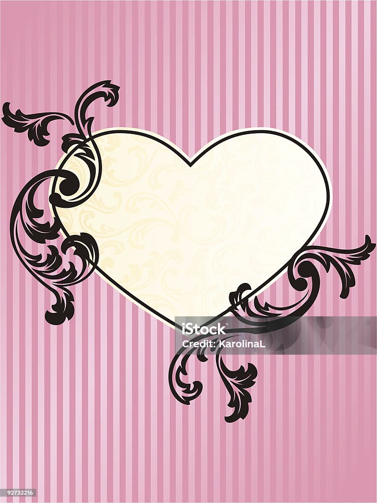 ロマンチックなハート型のフランスのレトロなフレームピンク - お祝いのロイヤリティフリーベクトルアート