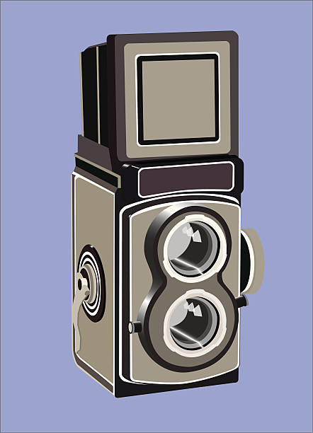 Twin Lens Reflex Camera (TLR) vector art illustration