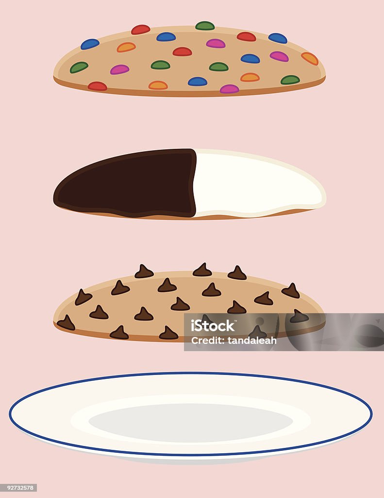 Cookie Collection con placa - arte vectorial de Galleta con trozos de chocolate libre de derechos