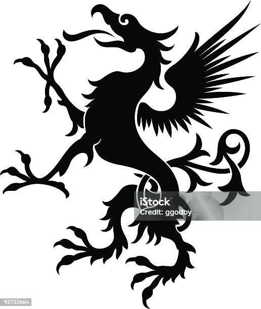 Vetores de Griffin Dragon Ilustração e mais imagens de Brasão de armas - Brasão de armas, Fantasia - Conceito, Animal