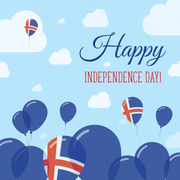 Vector illustration of Iceland Independence Day Flat Patriotic Design.