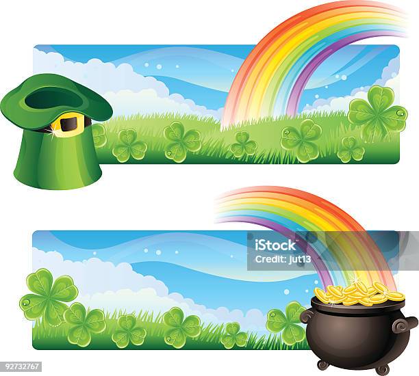 Bannières De La Saintpatrick Vecteurs libres de droits et plus d'images vectorielles de Arc en ciel - Arc en ciel, Chance, Chapeau