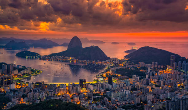 istock Sugarloaf Mountain at sunrise with dramatic sky, Rio de Janeiro 927328686