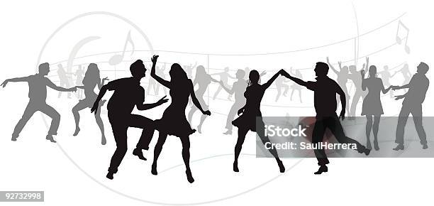 Party Silhouettes Stock Illustration - Download Image Now - Dancing, In Silhouette, Couple - Relationship